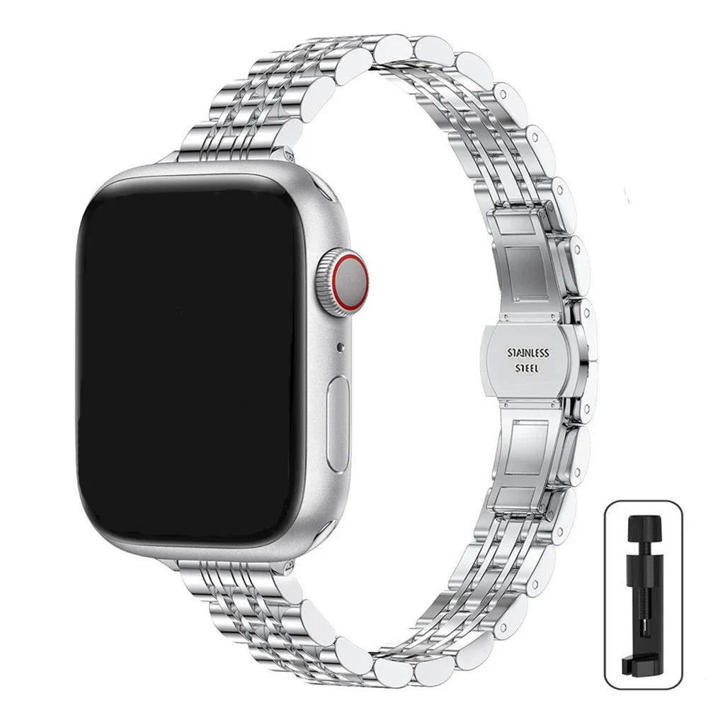 Slim Stainless Steel Bracelet for Apple Watch Ultra3 Band 49mm 45mm 44mm 42mm 41mm 40mm 46mm Series 11/10/9/8/7/6/5/4/SE3