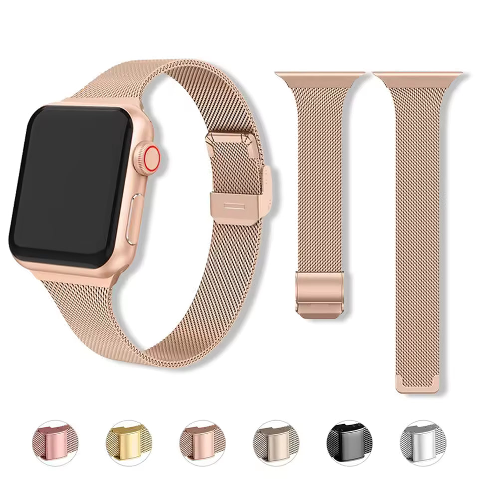 Slim Stainless Steel Strap for Apple Watch Ultra Series 7/6/5/3/SE/8 Band 44mm 45mm 41mm 40mm 49mm 42mm