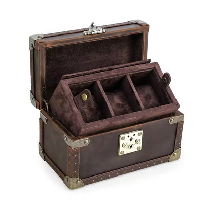 2/3/4/5/6/8/10 Slots Genuine Leather Watch Box - Watch Organizer Gift for Men