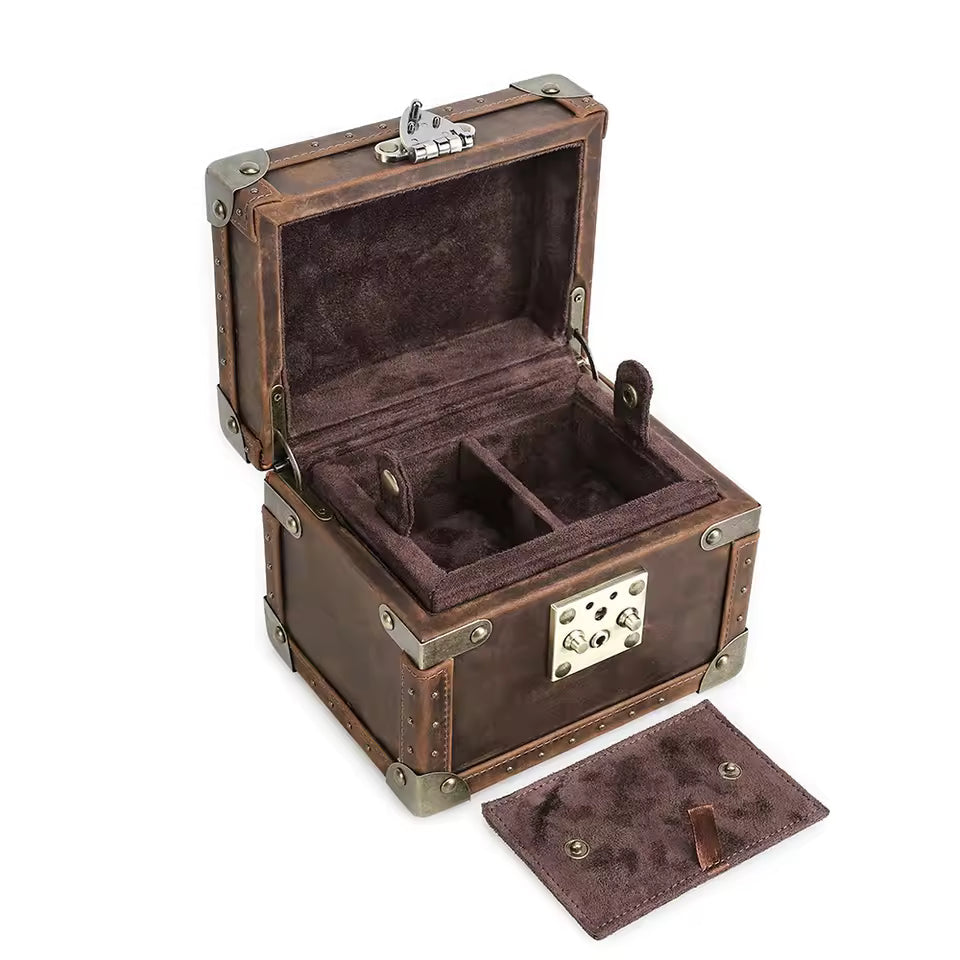 2/3/4/5/6/8/10 Slots Genuine Leather Watch Box - Watch Organizer Gift for Men