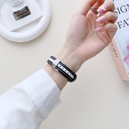 Small Slim Leather Strap for Apple Watch Band iWatch Series Ultra2/10/9/8/7/6/5/4/3/SE