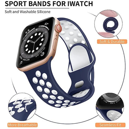 Soft Silicone Sport Strap for Apple Watch Ultra 3/2 Band 46mm 42mm 45mm 44mm 40mm 41mm 49mm Series 11/10/9/8/7/6/5/4/SE3