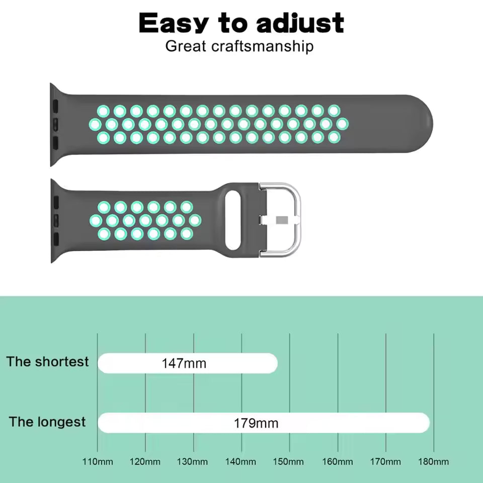 Sport Silicone Strap for Apple Watch Band iWatch Series Ultra/10/9/8/7/6/5/4/SE