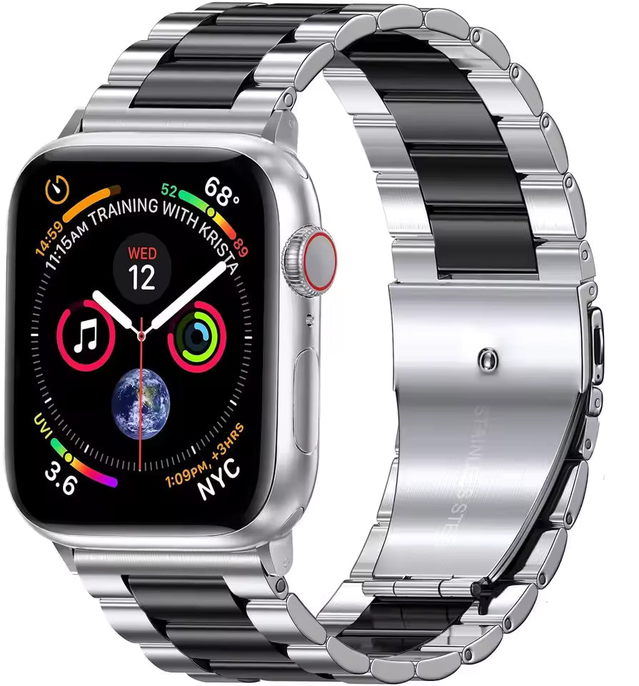 Sports Stainless Steel Strap for Apple Watch Band iWatch Series Ultra3/2/11/10/9/8/7/6/5/4/SE