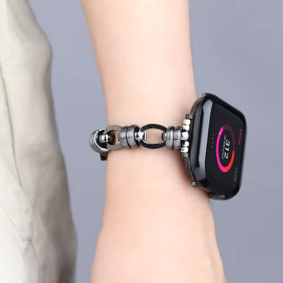 Women's Stainless Steel Chain Bracelet for Apple Watch Band iWatch Series Ultra2/10/9/8/7/6/5/4/3/SE