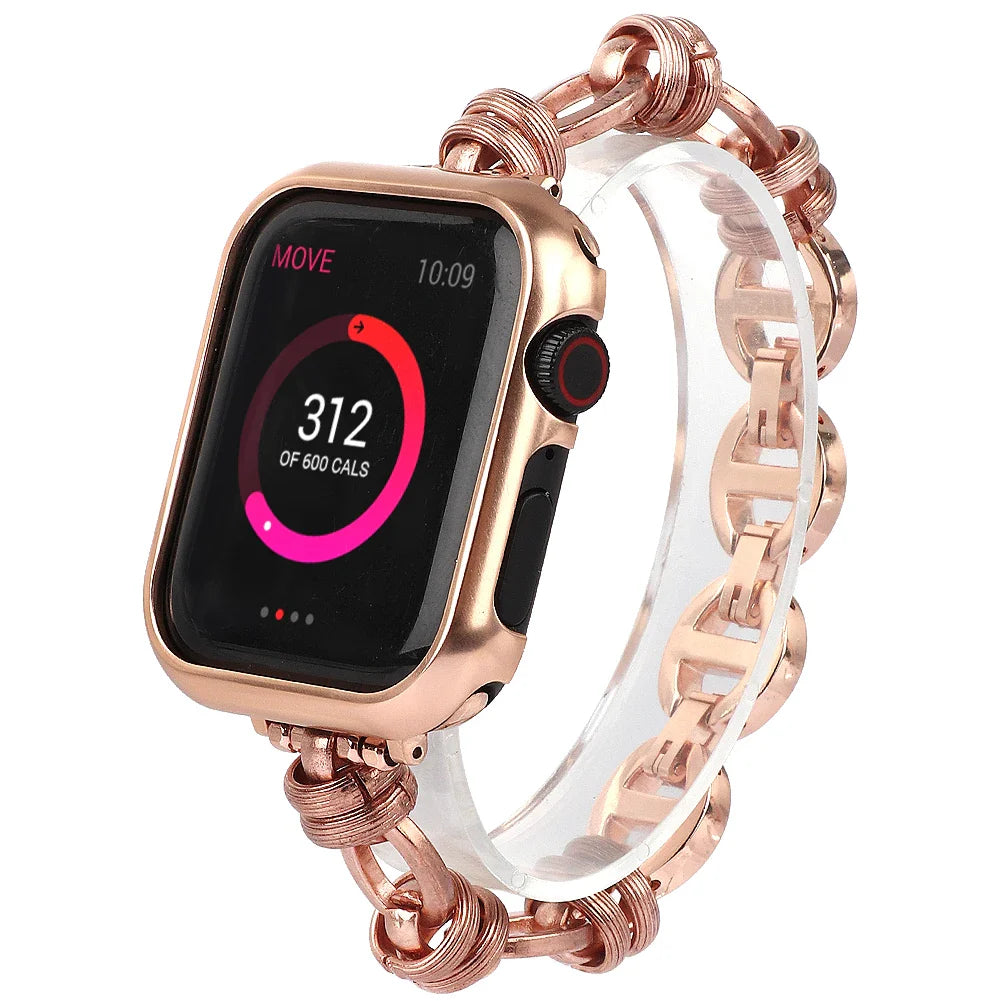 Women's Stainless Steel Chain Bracelet for Apple Watch Band iWatch Series Ultra2/10/9/8/7/6/5/4/3/SE