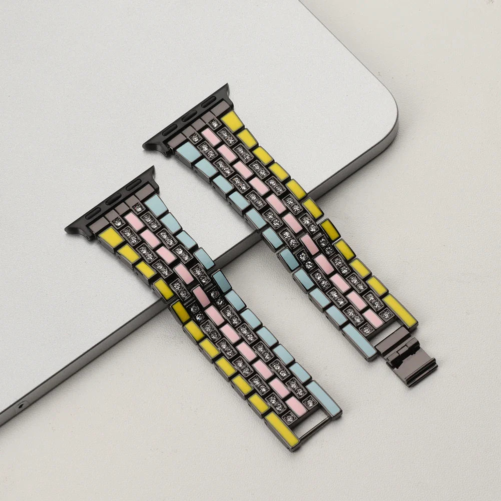 Stainless Steel Diamond Bracelet for Apple Watch Band iWatch Series Ultra/10/9/8/7/6/5/4/SE