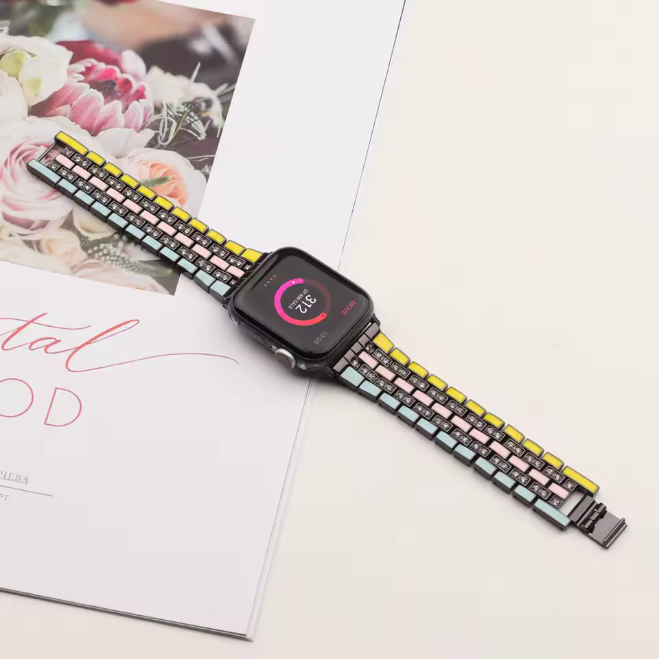 Stainless Steel Diamond Bracelet for Apple Watch Band iWatch Series Ultra/10/9/8/7/6/5/4/SE