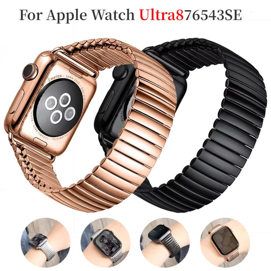 Stainless Steel Elastic Bracelet for Apple Watch Band iWatch Series Ultra/2/10/9/8/7/6/5/4/3/SE