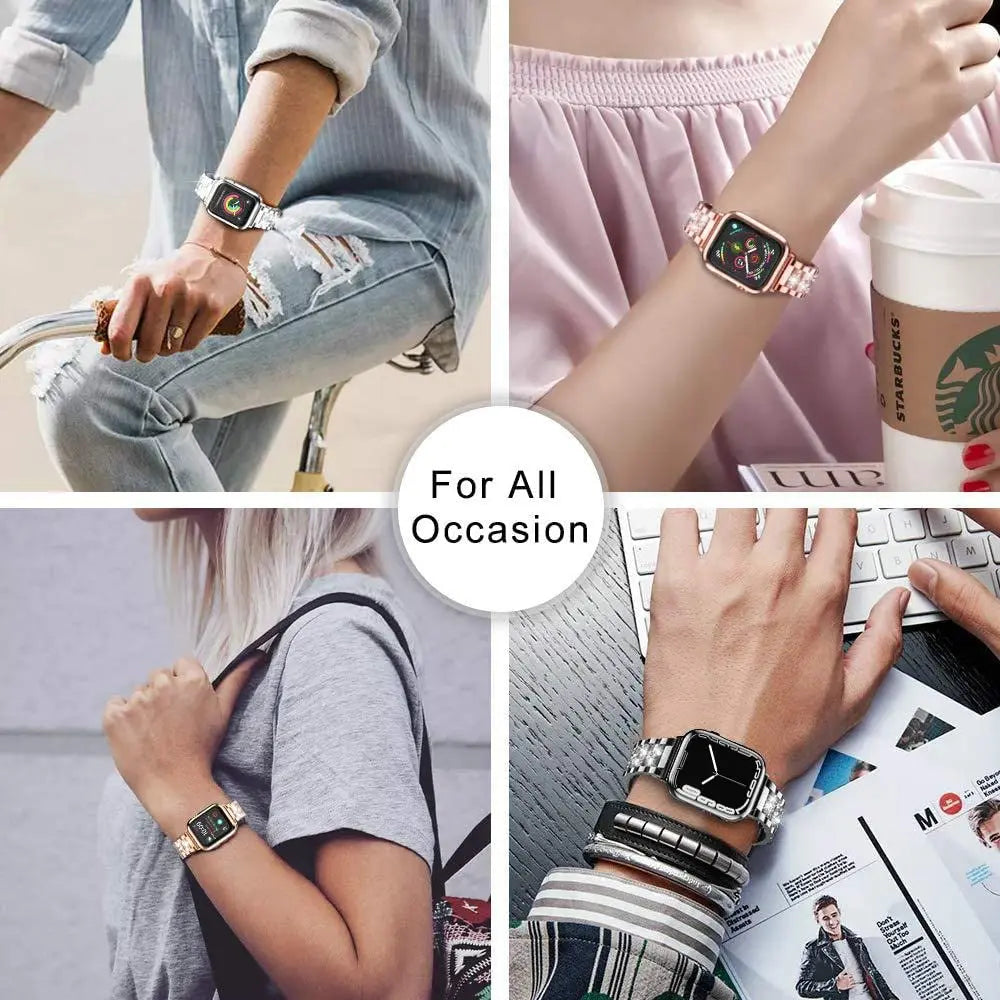 Stainless Steel Metal Diamond Bracelet for Apple Watch Band Ultra3/2/11/10/9/8/7/6/5/4