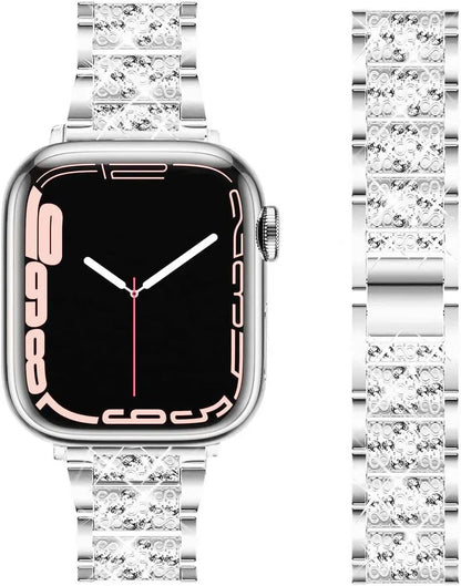 Stainless Steel Metal Diamond Bracelet for Apple Watch Band Ultra3/2/11/10/9/8/7/6/5/4