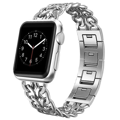 Stainless Steel Metal Links Bracelet for Apple Watch Band iWatch Series Ultra2/10/9/8/7/6/5/4/SE