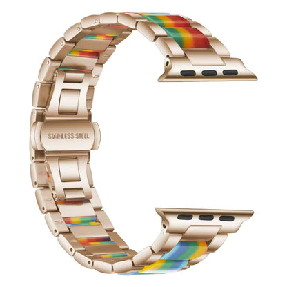 Stainless Steel Resin Bracelet for Apple Watch Ultra/10/9/8/7/6/5/4/3/SE