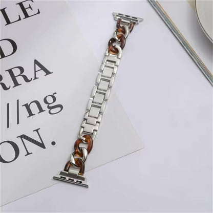 Stainless Steel Resin Link Bracelet for Apple Watch Band iWatch Series Ultra/2/10/9/8/7/6/5/4/3/SE