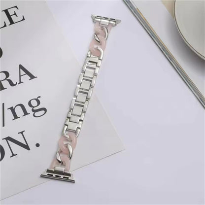 Stainless Steel Resin Link Bracelet for Apple Watch Band iWatch Series Ultra/2/10/9/8/7/6/5/4/3/SE