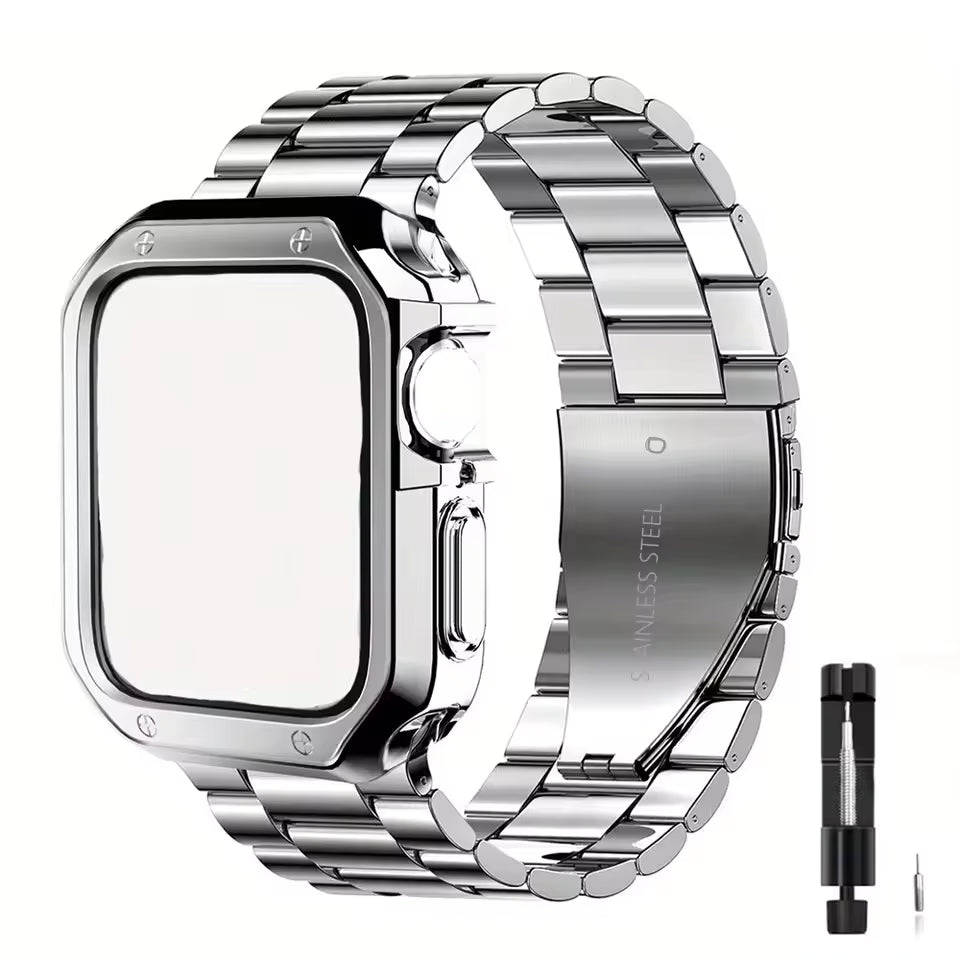 Stainless Steel Strap+Case for Apple Watch Ultra3 Band 49mm 46mm 44mm 45mm 42mm Series 11/10/9/8/7/6