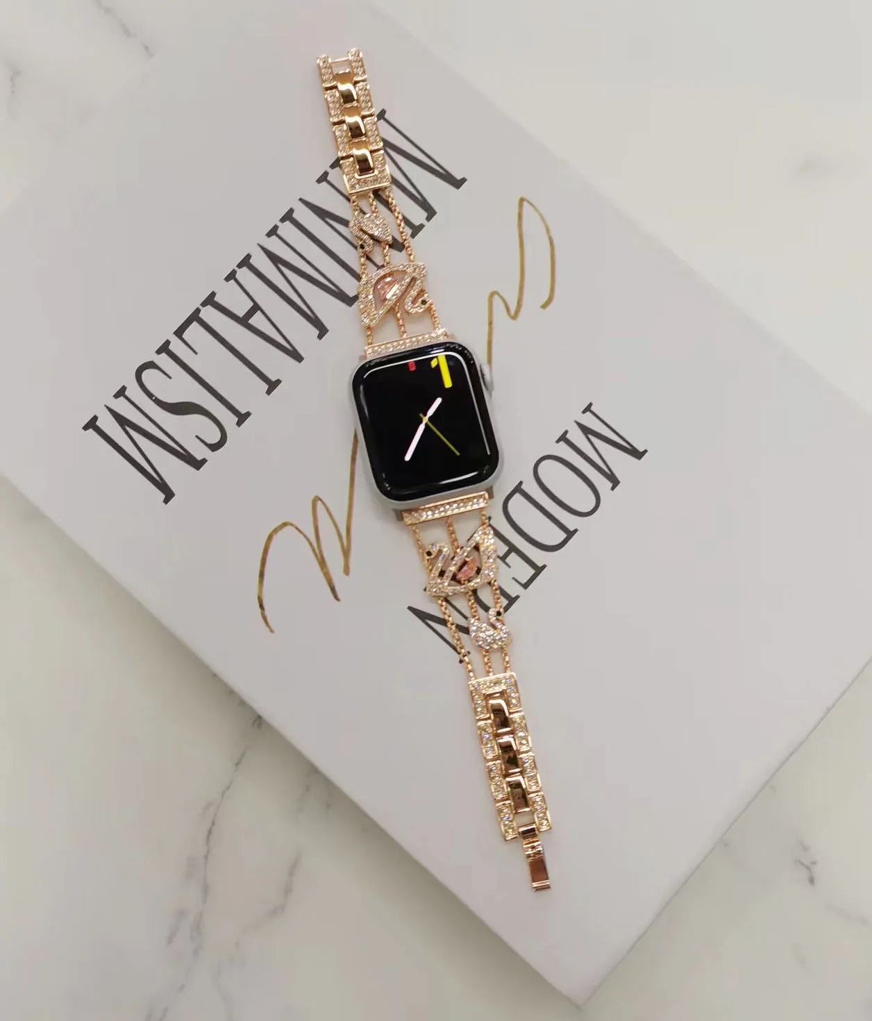 Swan Diamond Stainless Steel Bracelet for Apple Watch Band iWatch Series Ultra/3/2/11/10/9/8/7/6/5/4