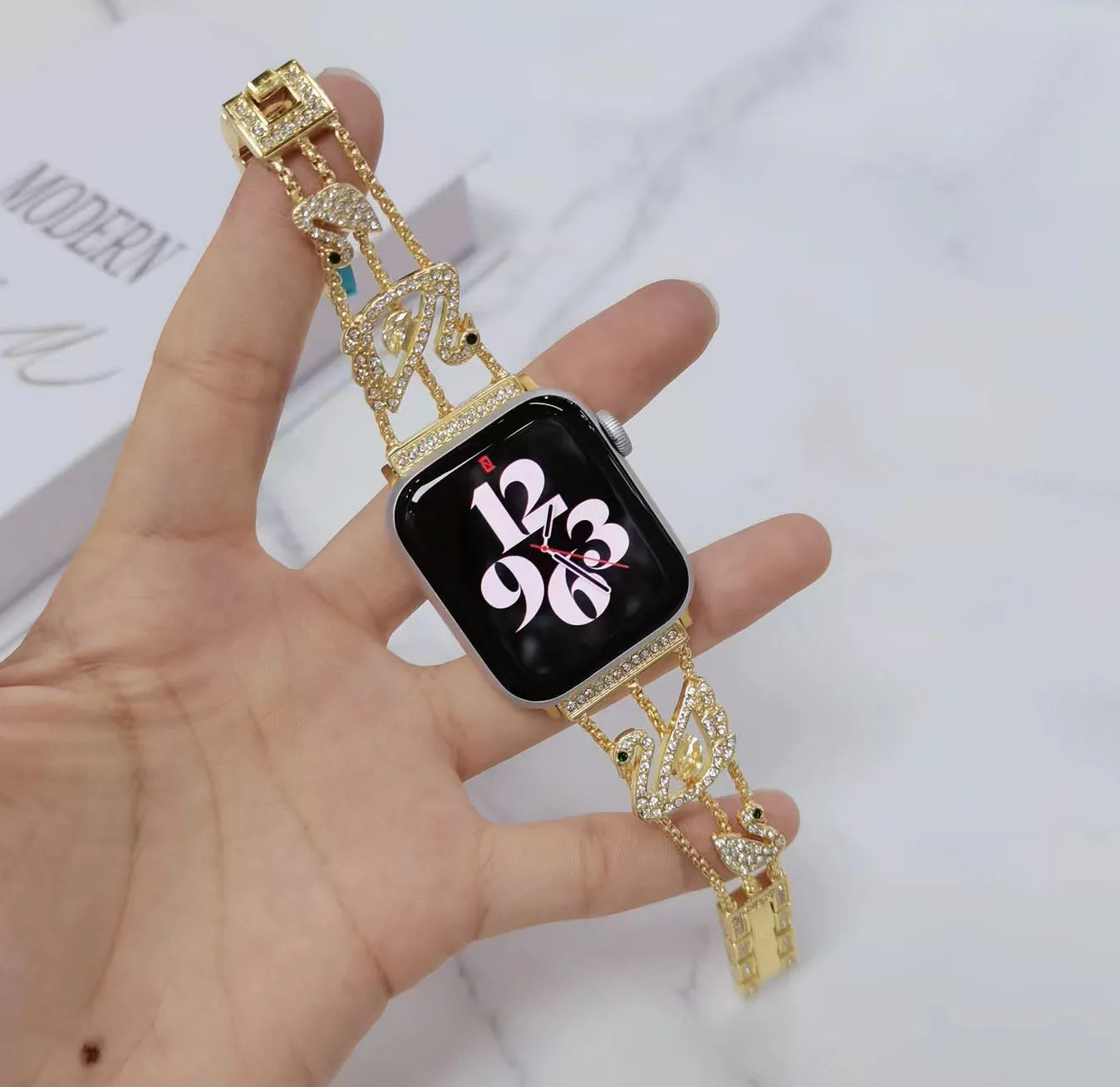 Swan Diamond Stainless Steel Bracelet for Apple Watch Band iWatch Series Ultra/3/2/11/10/9/8/7/6/5/4