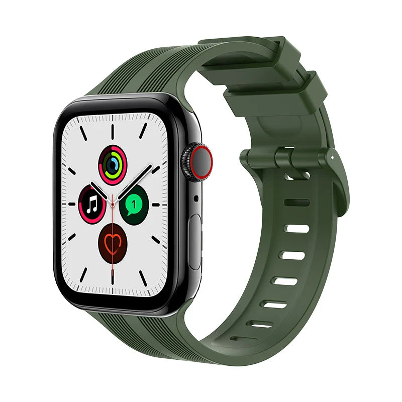 Texture Silicone Rubber Strap for Apple Watch Band iWatch Series Ultra/2/10/9/8/7/6/5/4/SE
