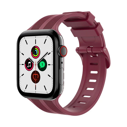 Texture Silicone Rubber Strap for Apple Watch Band iWatch Series Ultra/2/10/9/8/7/6/5/4/SE