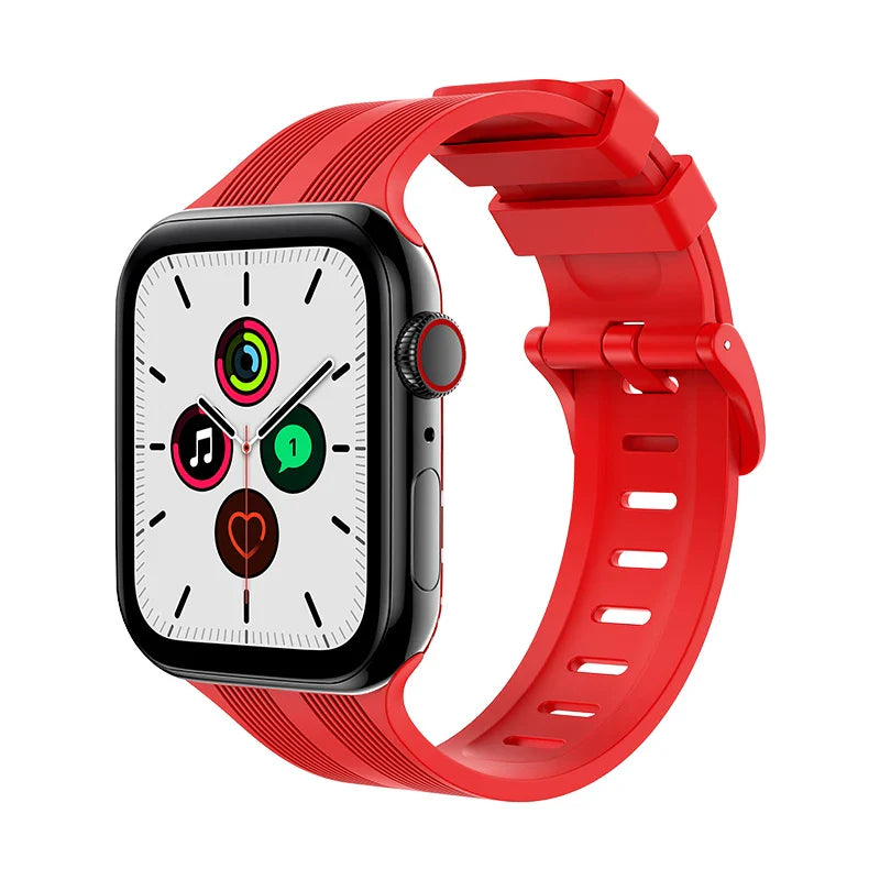 Texture Silicone Rubber Strap for Apple Watch Band iWatch Series Ultra/2/10/9/8/7/6/5/4/SE