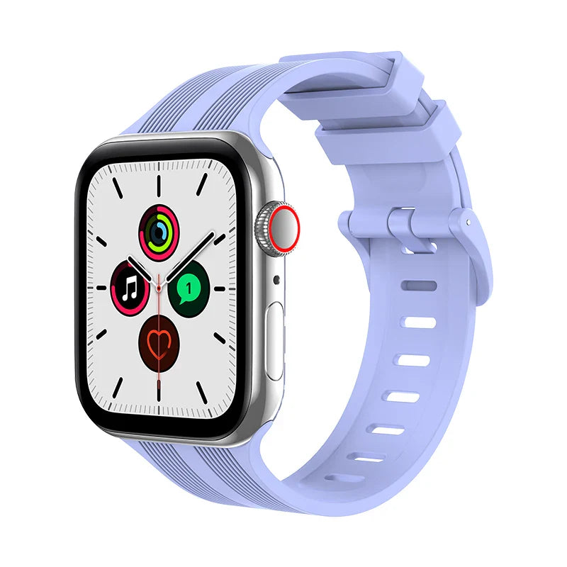 Texture Silicone Rubber Strap for Apple Watch Band iWatch Series Ultra/2/10/9/8/7/6/5/4/SE