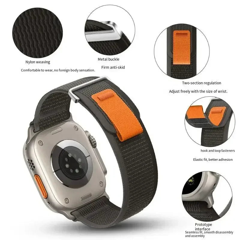 Trail Loop Nylon Strap for Apple Watch Ultra2 Band 49mm 46mm 45mm 41mm 44mm 40mm 42mm Series 10/9/8/7/6/5/4/SE