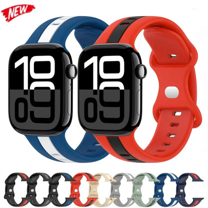 Two-Color Silicone Strap for Apple Watch Band iWatch Series Ultra3/2/11/10/9/8/7/6/5/SE