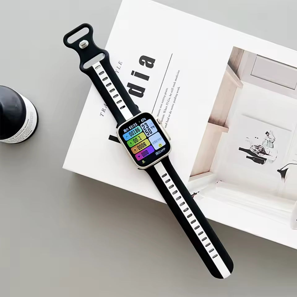 Two-Color Silicone Strap for Apple Watch Band iWatch Series Ultra3/2/11/10/9/8/7/6/5/SE