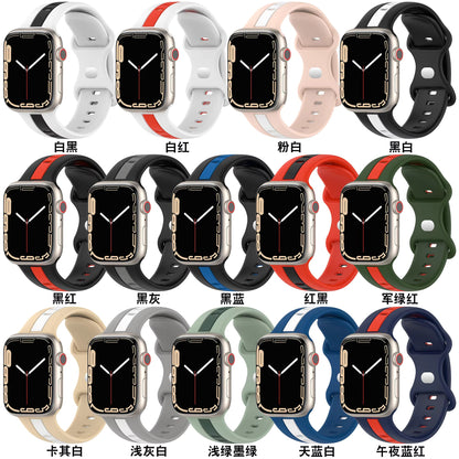 Two-Color Silicone Strap for Apple Watch Band iWatch Series Ultra3/2/11/10/9/8/7/6/5/SE