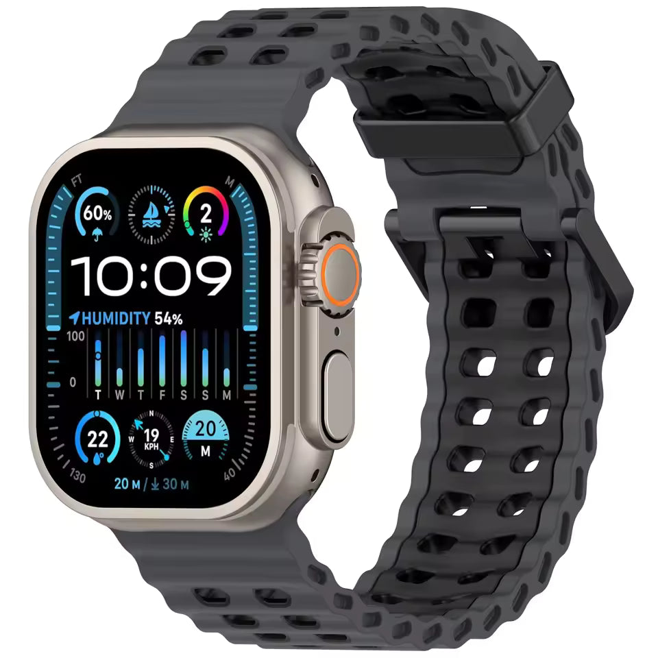 Two-Tone Ocean Silicone Bracelet for Apple Watch Ultra2 Band 49mm Series 10/9/8/7/6/5/4/SE