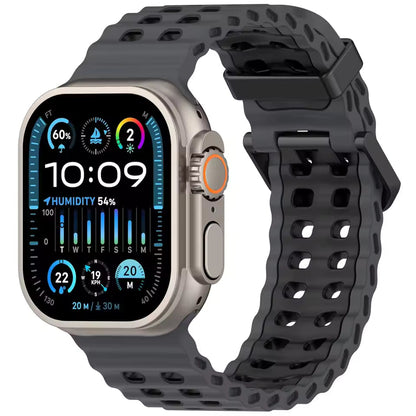 Two-Tone Ocean Silicone Bracelet for Apple Watch Ultra2 Band 49mm Series 10/9/8/7/6/5/4/SE