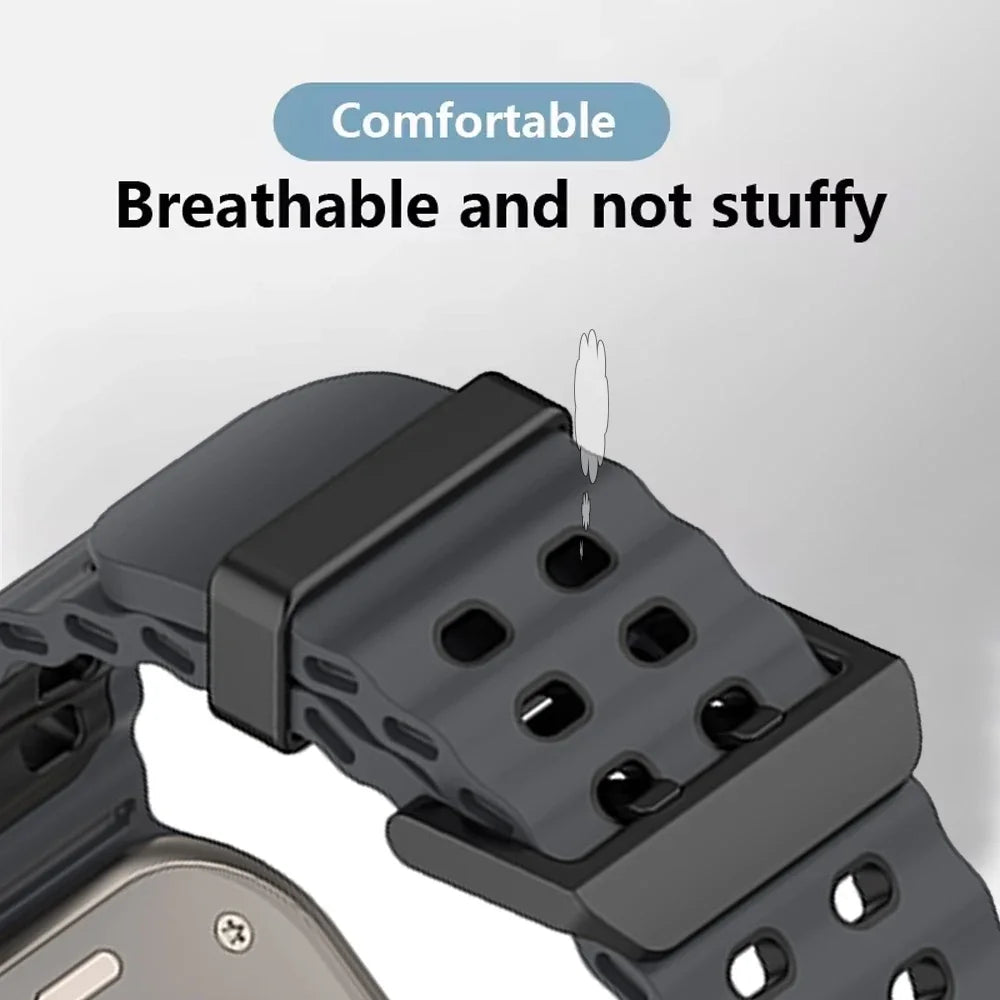 Two-Tone Ocean Silicone Bracelet for Apple Watch Ultra2 Band 49mm Series 10/9/8/7/6/5/4/SE