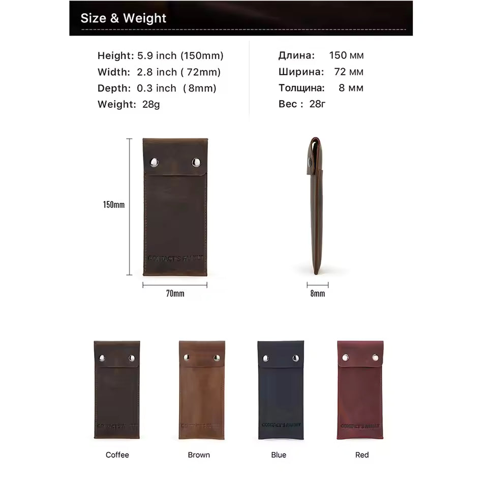 Vintage Genuine Leather Portable Single Slot Watch Case - Travel Watch Pouch