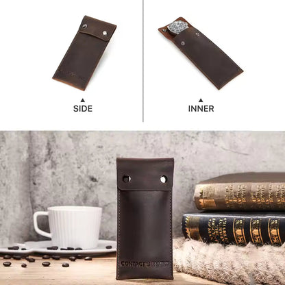 Vintage Genuine Leather Portable Single Slot Watch Case - Travel Watch Pouch