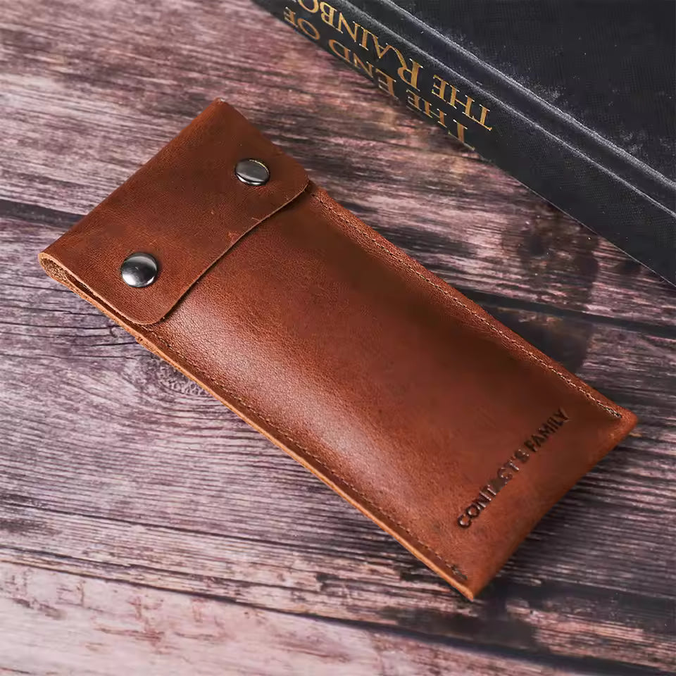 Vintage Genuine Leather Portable Single Slot Watch Case - Travel Watch Pouch