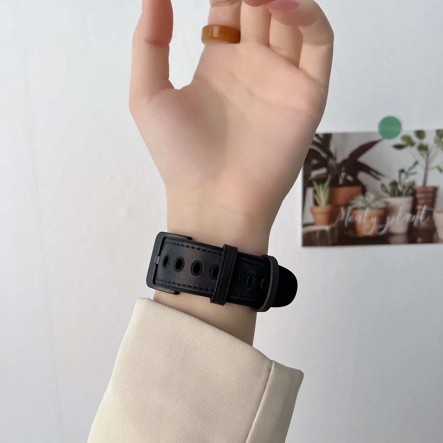 Wear-Resistant Silicone+Leather Strap for Apple Watch Band iWatch Series Ultra/10/9/8/7/6/5/4/SE