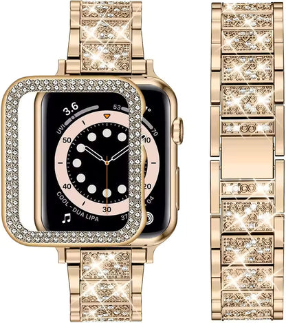 Women's Diamond Metal Strap+Case for Apple Watch Band 45mm 41mm 44mm 42mm 40mm 38mm Series 8/7/6/5/4/3
