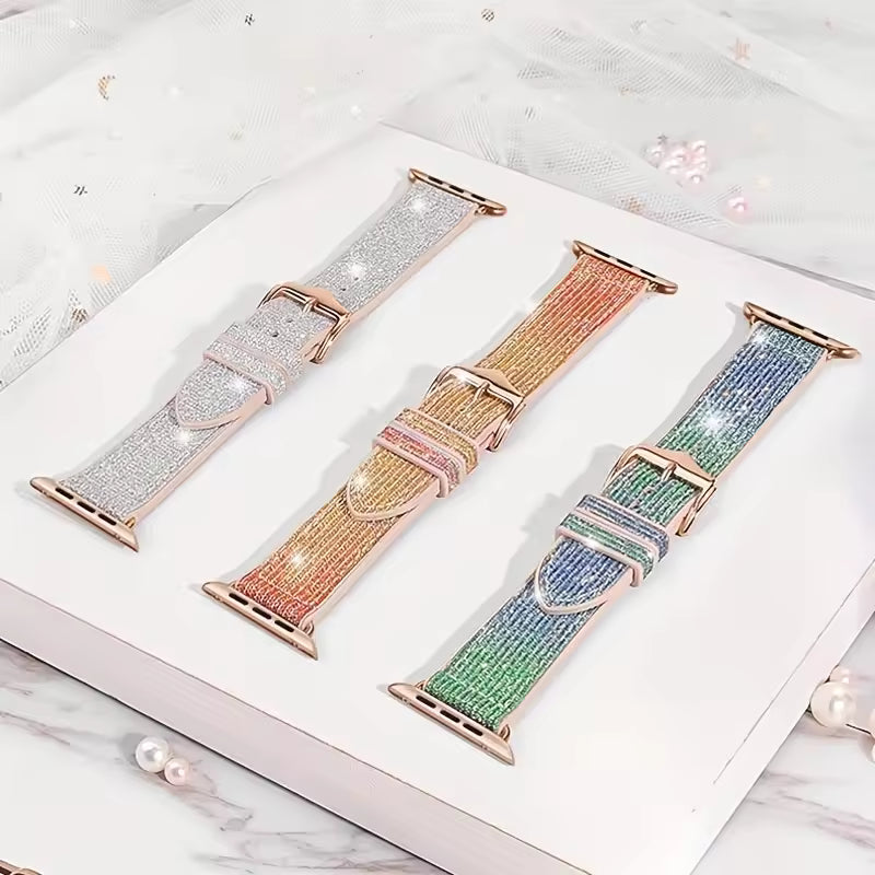 Women's Glittery Silicone Bracelet for Apple Watch Ultra Band 49mm 42mm 46mm 45mm 44mm 41mm 38mm Series 11/10/9/8/7/6/5/4/SE
