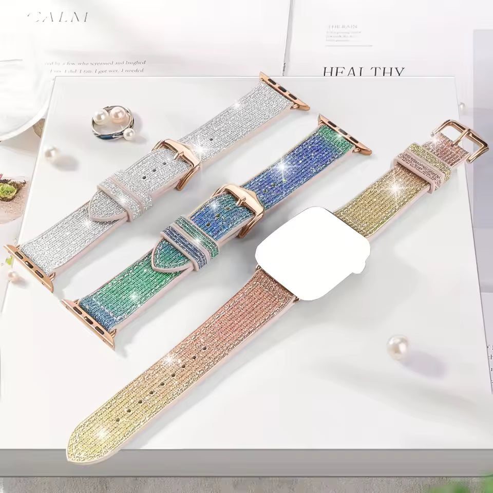 Women's Glittery Silicone Bracelet for Apple Watch Ultra Band 49mm 42mm 46mm 45mm 44mm 41mm 38mm Series 11/10/9/8/7/6/5/4/SE