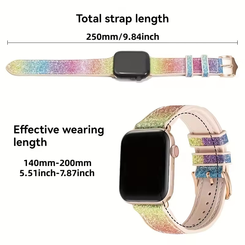 Women's Glittery Silicone Bracelet for Apple Watch Ultra Band 49mm 42mm 46mm 45mm 44mm 41mm 38mm Series 11/10/9/8/7/6/5/4/SE