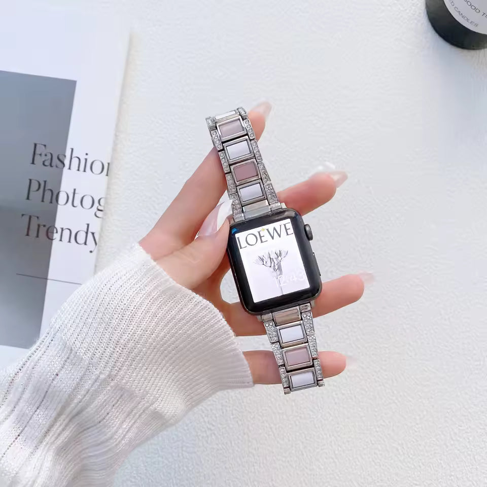 Women's Metal+Resin Diamond Bracelet for Apple Watch Ultra2/10/9/8/7/6/5/4/SE