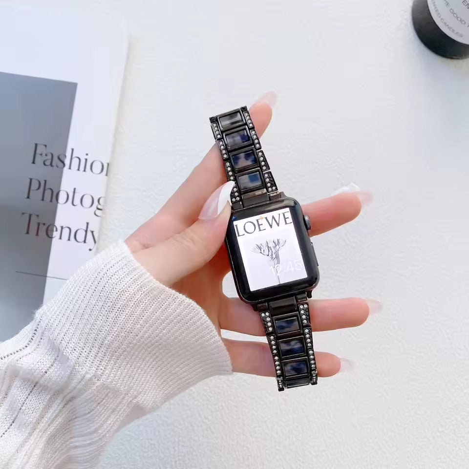 Women's Metal+Resin Diamond Bracelet for Apple Watch Ultra2/10/9/8/7/6/5/4/SE