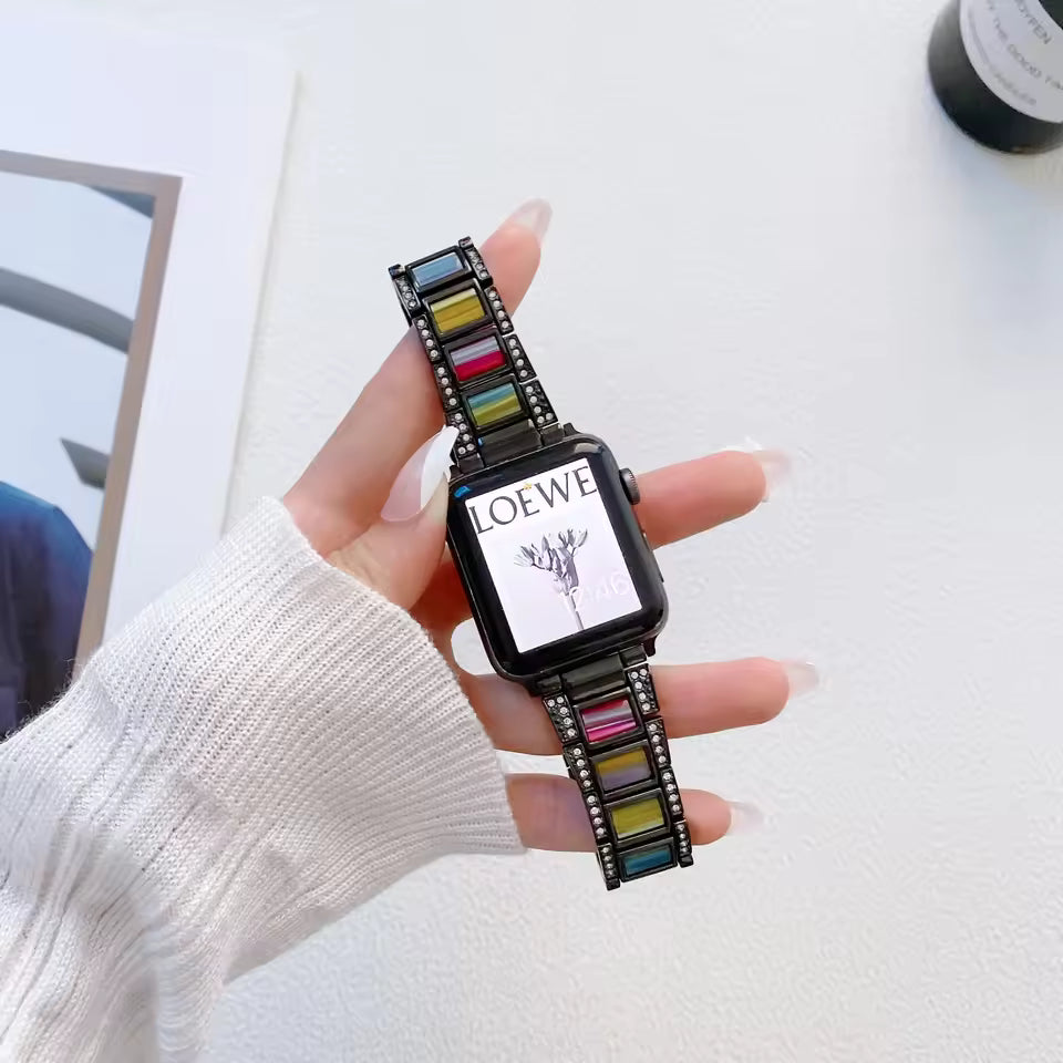 Women's Metal+Resin Diamond Bracelet for Apple Watch Ultra2/10/9/8/7/6/5/4/SE
