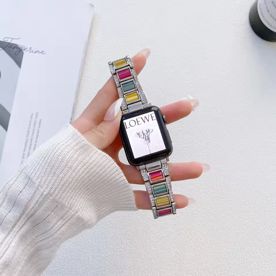 Women's Metal+Resin Diamond Bracelet for Apple Watch Ultra2/10/9/8/7/6/5/4/SE