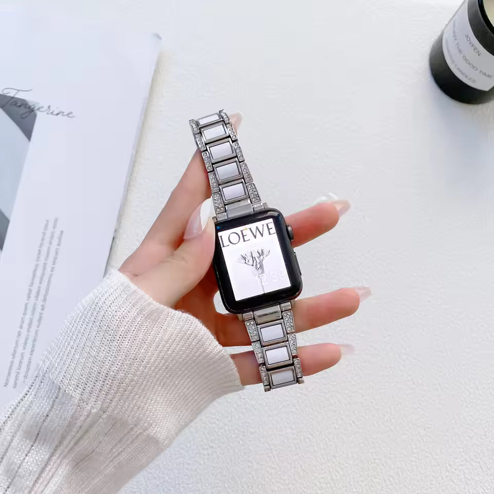 Women's Metal+Resin Diamond Bracelet for Apple Watch Ultra2/10/9/8/7/6/5/4/SE