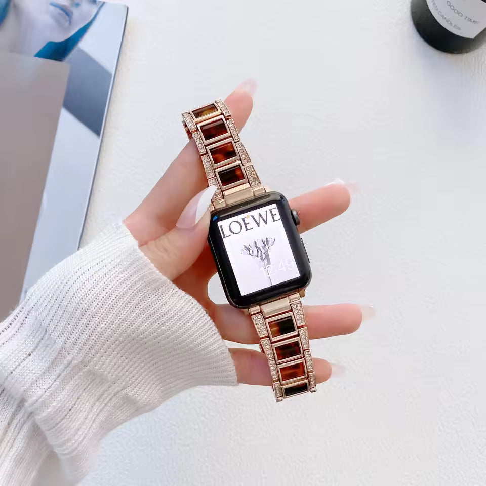 Women's Metal+Resin Diamond Bracelet for Apple Watch Ultra2/10/9/8/7/6/5/4/SE