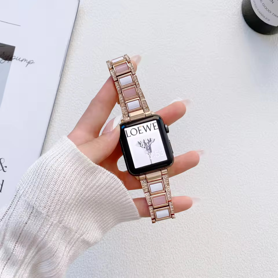 Women's Metal+Resin Diamond Bracelet for Apple Watch Ultra2/10/9/8/7/6/5/4/SE