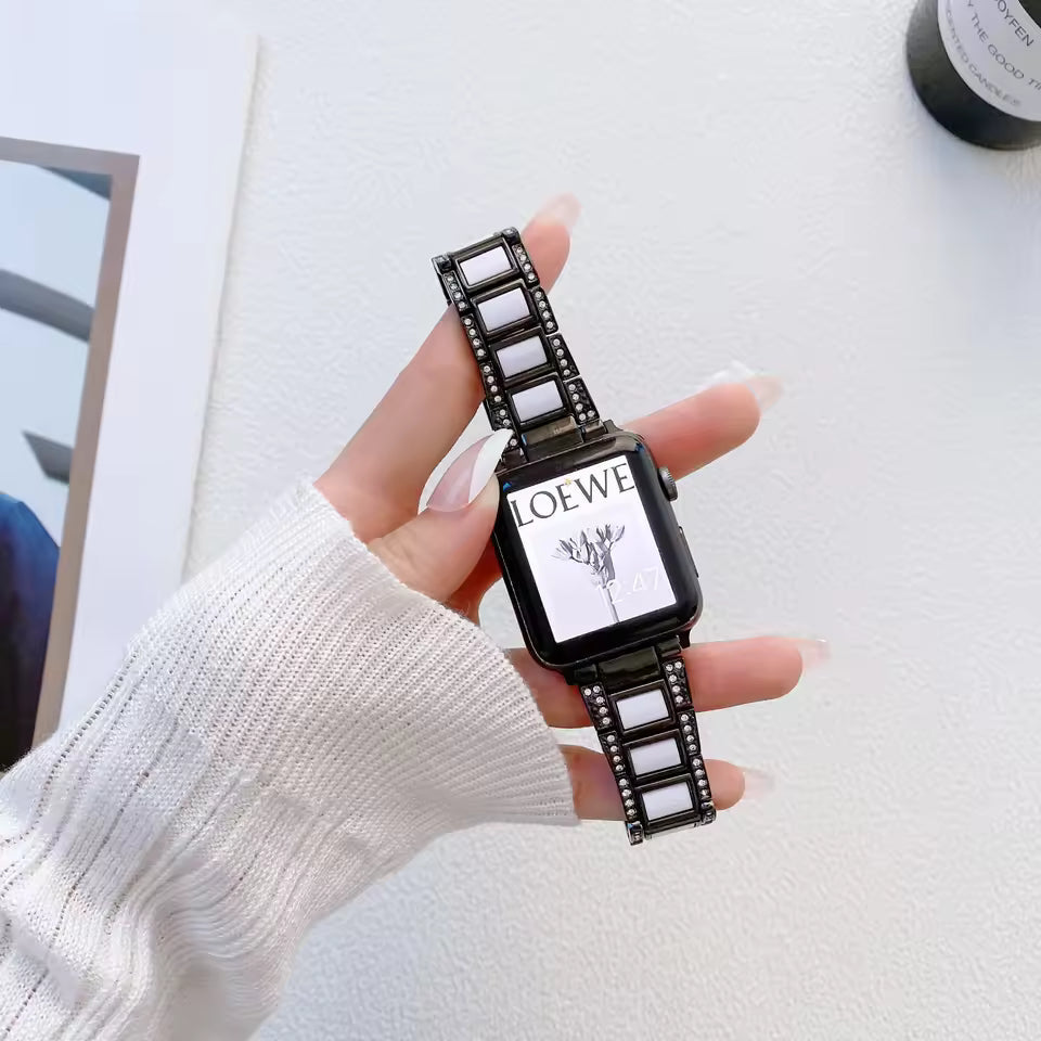 Women's Metal+Resin Diamond Bracelet for Apple Watch Ultra2/10/9/8/7/6/5/4/SE