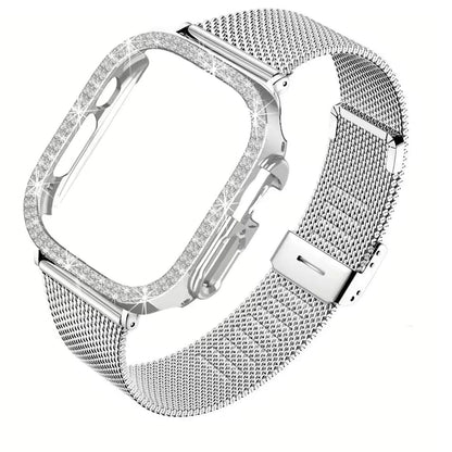 Women's Metal Strap+Case for Apple Watch Ultra Band 46mm 40mm 41mm 42mm Series 11/10/9/8/7/6/5/4